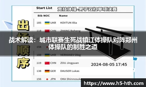 战术解读：城市联赛生死战镇江体操队对阵郑州体操队的制胜之道
